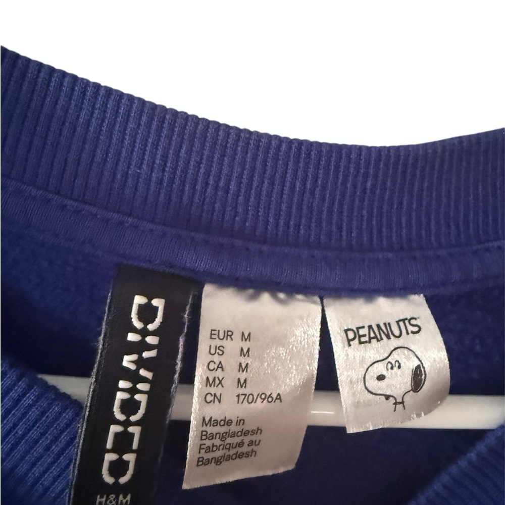 H&M Peanuts Snoopy Baseball Sweatshirt Pullover, Blue, Size Medium - Picture 5 of 6